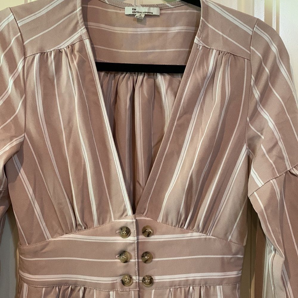The Clothing Company dusty pink striped pantsuit/jumpsuit, small - Picture 4 of 8
